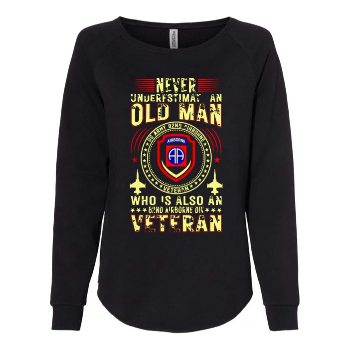 Never Underestimate Old Man 82nd Airborne Div Veteran Flag Womens California Wash Sweatshirt