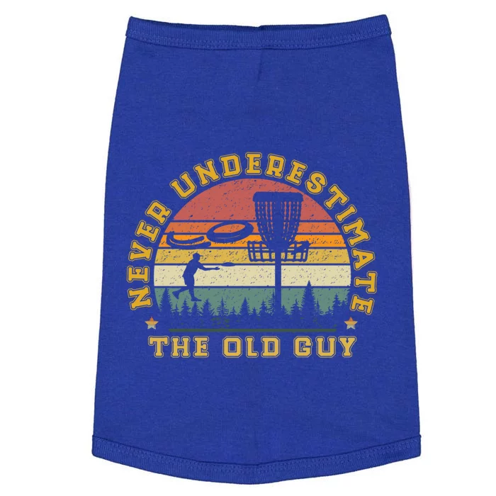 Never Underestimate Old Guy Vintage Disc Golf Golfer Frisbee Gift Doggie Tank