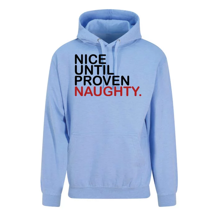 Nice Until Proven Naughty Funny Christmas Unisex Surf Hoodie