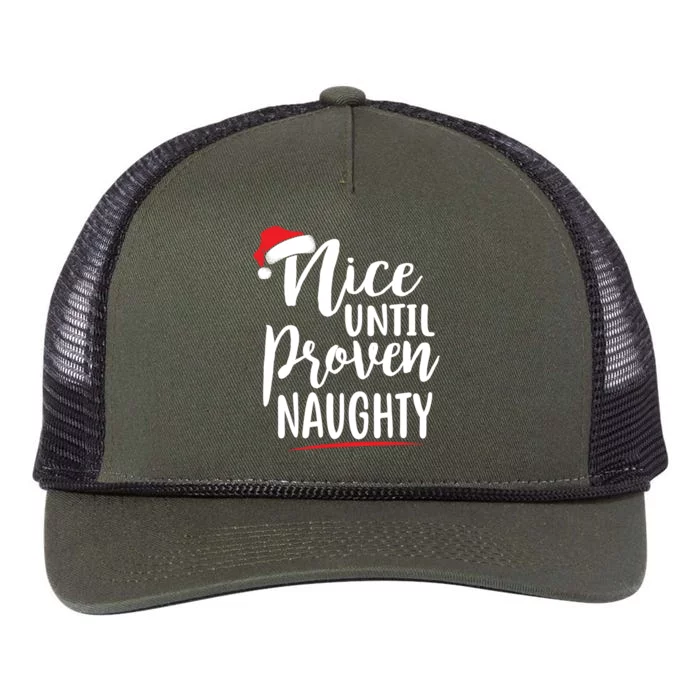 Nice Until Proven Naughty Christmas Gift Retro Rope Trucker Hat Cap