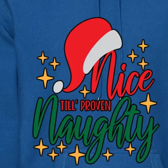 Nice Until Proven Naughty Xmas! Silly Meme And A Great Gift! Funny Gift Premium Hoodie