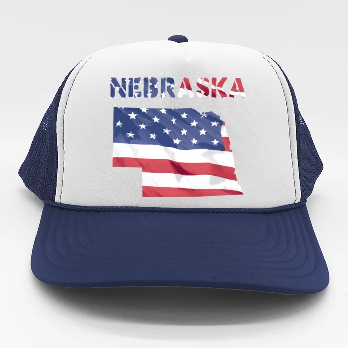 Nebraska Usa Proud United States America Patriot Flag Us Gift Trucker Hat