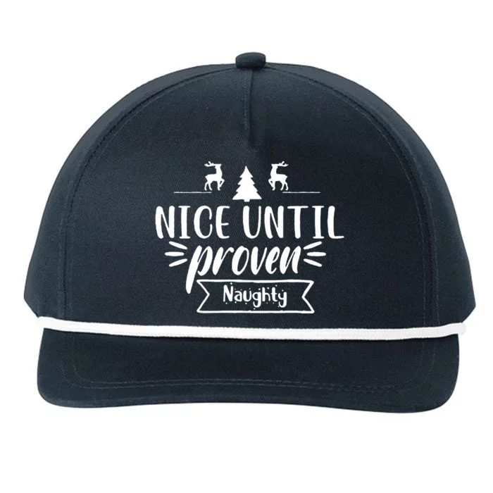 Nice Until Proven Naughty Snapback Five-Panel Rope Hat