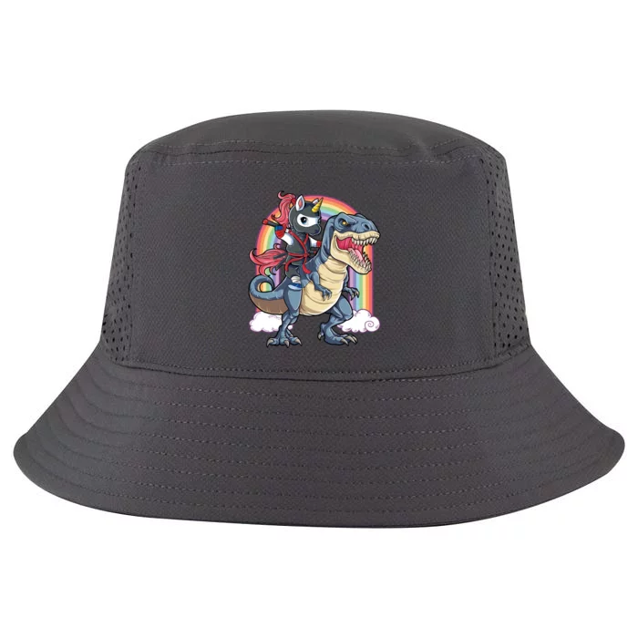 Ninja Unicorn Riding Dinosaur T Rex Funny Rainbow Gift Cool Comfort Performance Bucket Hat