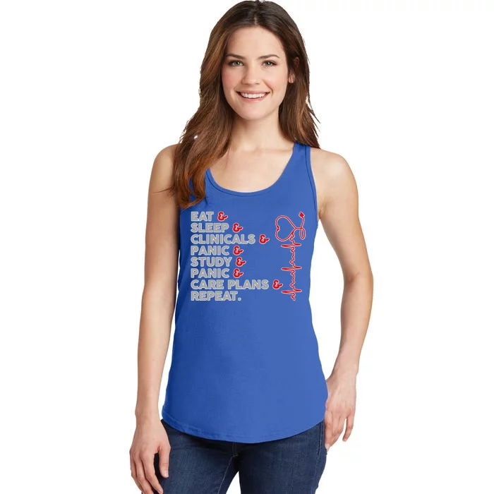 Nurse Eat Sleep Panic Clinicals Repeat Ladies Essential Tank