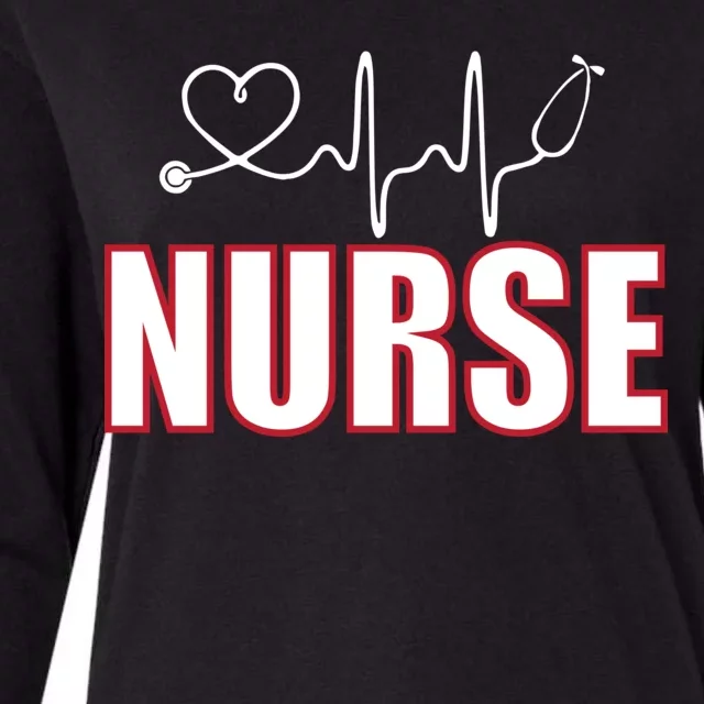 Nurse Heartbeat Logo Womens Cotton Relaxed Long Sleeve T-Shirt