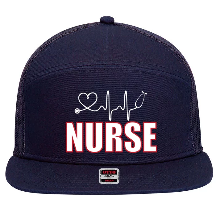 Nurse Heartbeat Logo 7 Panel Mesh Trucker Snapback Hat