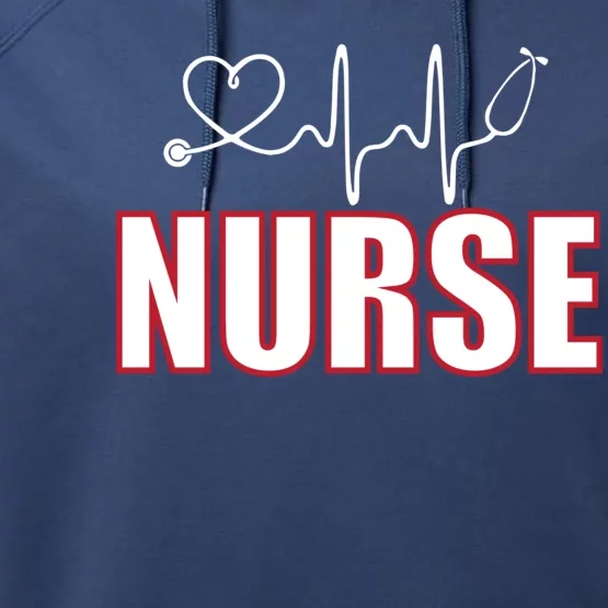 Nurse Heartbeat Logo Performance Fleece Hoodie