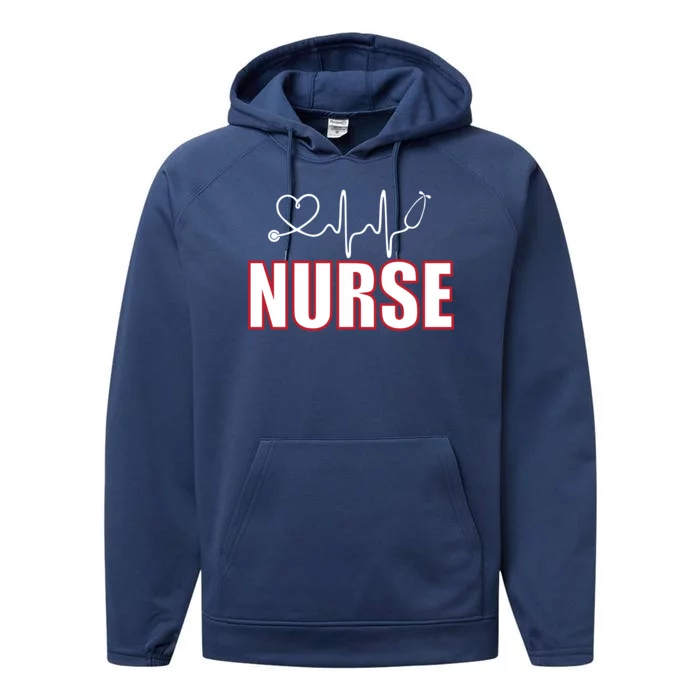 Nurse Heartbeat Logo Performance Fleece Hoodie