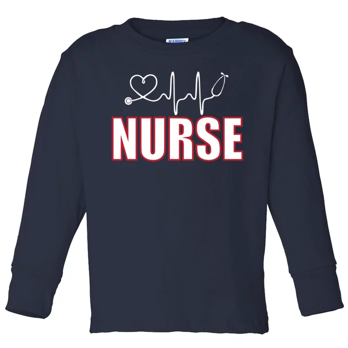 Nurse Heartbeat Logo Toddler Long Sleeve Shirt