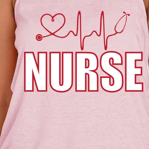 Nurse Heartbeat Logo Women's Knotted Racerback Tank