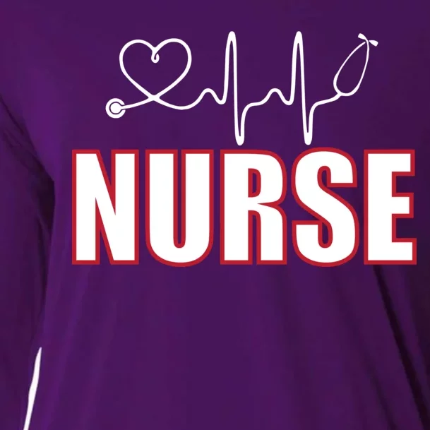 Nurse Heartbeat Logo Cooling Performance Long Sleeve Crew