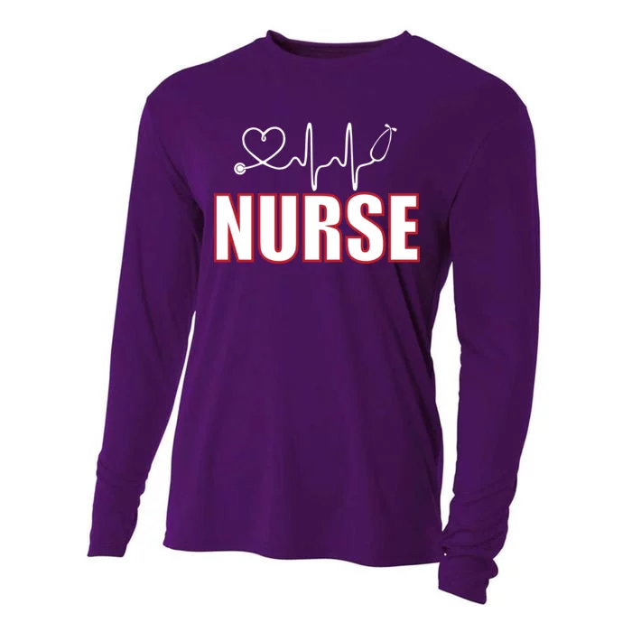 Nurse Heartbeat Logo Cooling Performance Long Sleeve Crew