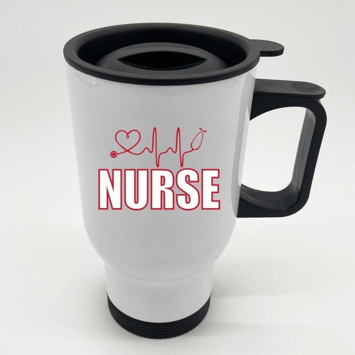 Nurse Heartbeat Logo Front & Back Stainless Steel Travel Mug