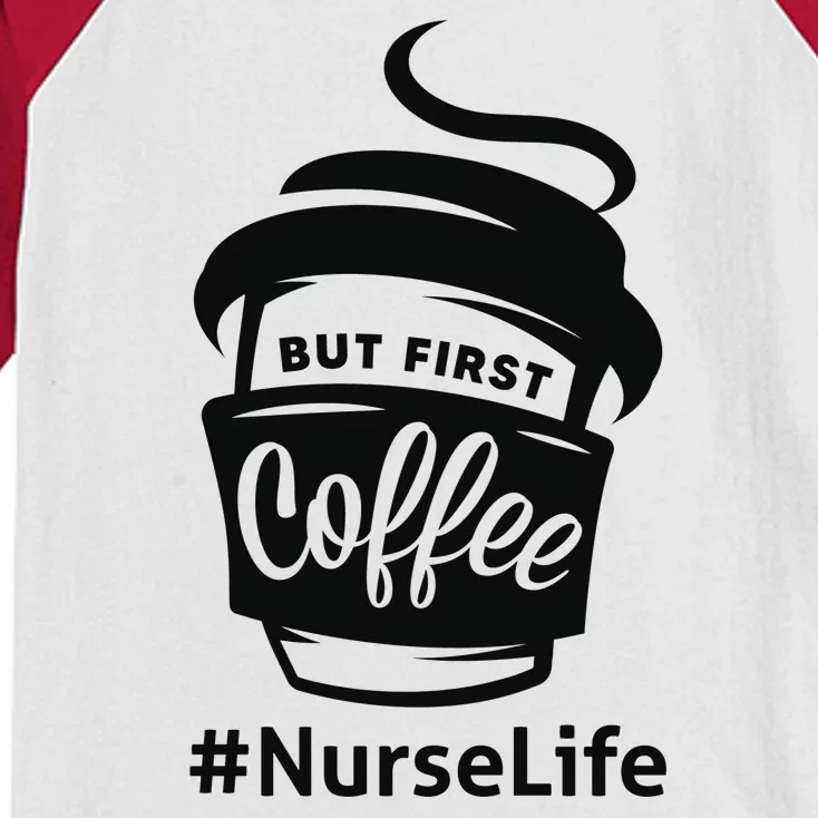 Nurse Life Coffee First Kids Colorblock Raglan Jersey