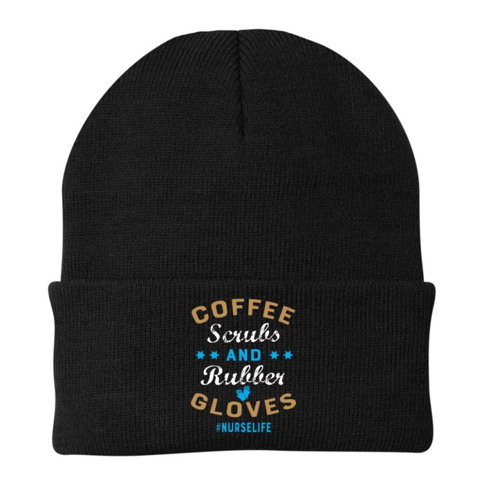 Nurse Life Coffee Scrubs and Rubber Gloves Knit Cap Winter Beanie