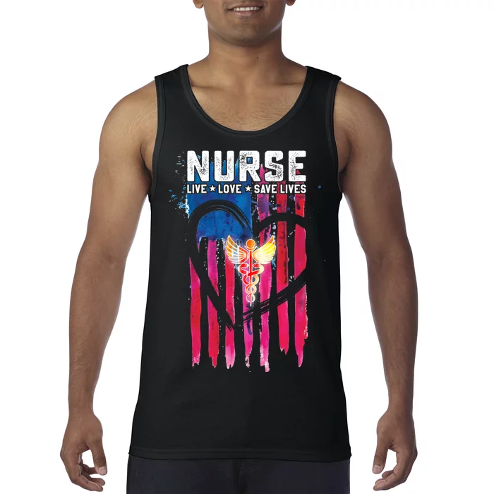 Nurse Live Love Save Lives Flag Tank Top