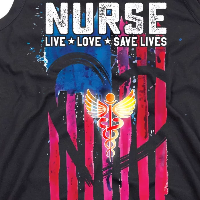 Nurse Live Love Save Lives Flag Tank Top