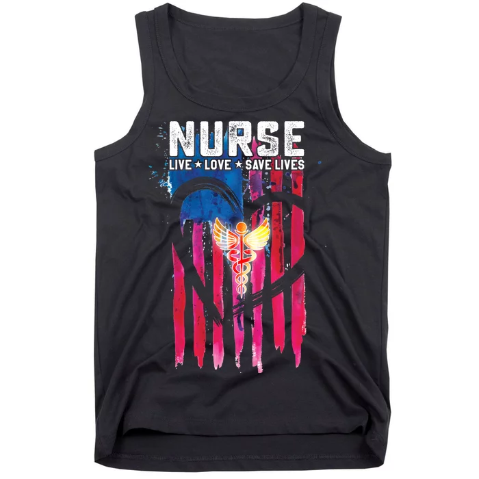 Nurse Live Love Save Lives Flag Tank Top