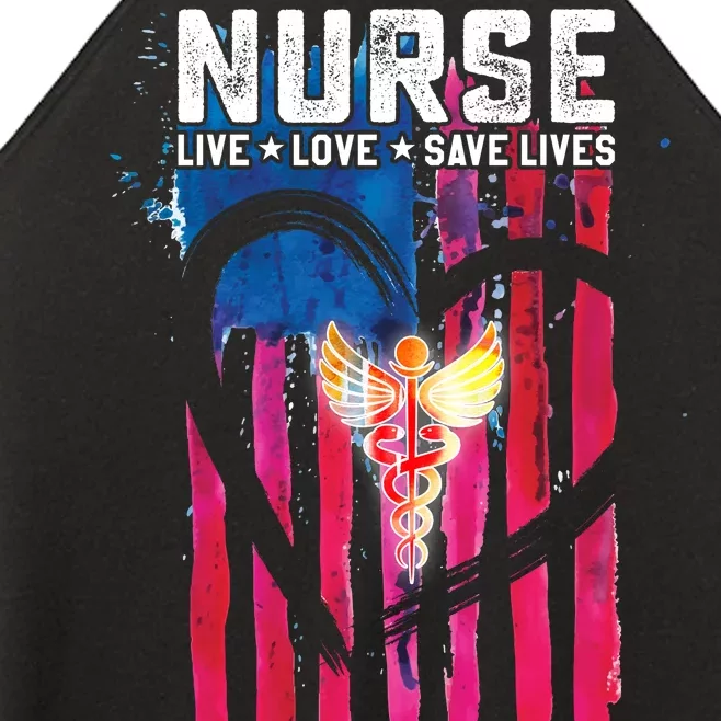 Nurse Live Love Save Lives Flag Women’s Perfect Tri Rocker Tank