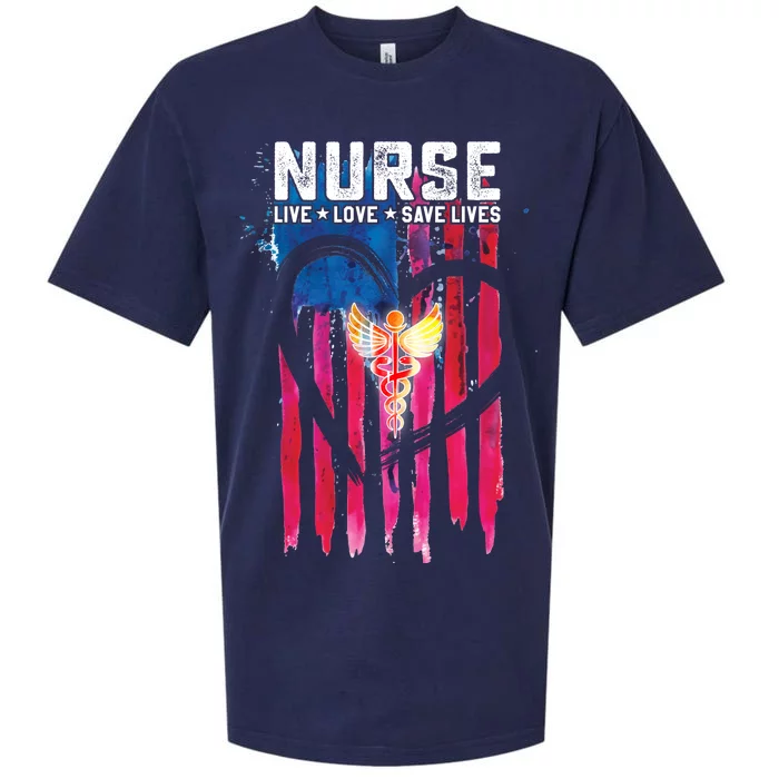 Nurse Live Love Save Lives Flag Sueded Cloud Jersey T-Shirt