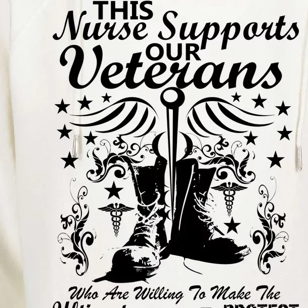 Nurse Supports Our Veterans Womens Funnel Neck Pullover Hood