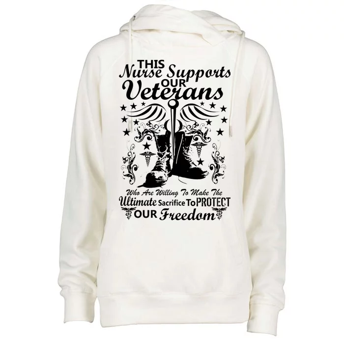 Nurse Supports Our Veterans Womens Funnel Neck Pullover Hood