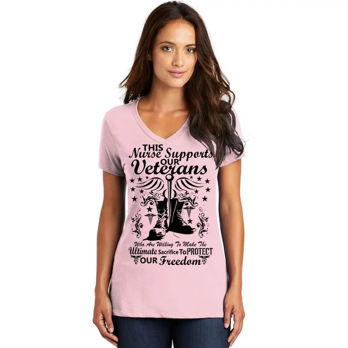 Nurse Supports Our Veterans Women's V-Neck T-Shirt