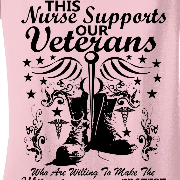 Nurse Supports Our Veterans Women's V-Neck T-Shirt