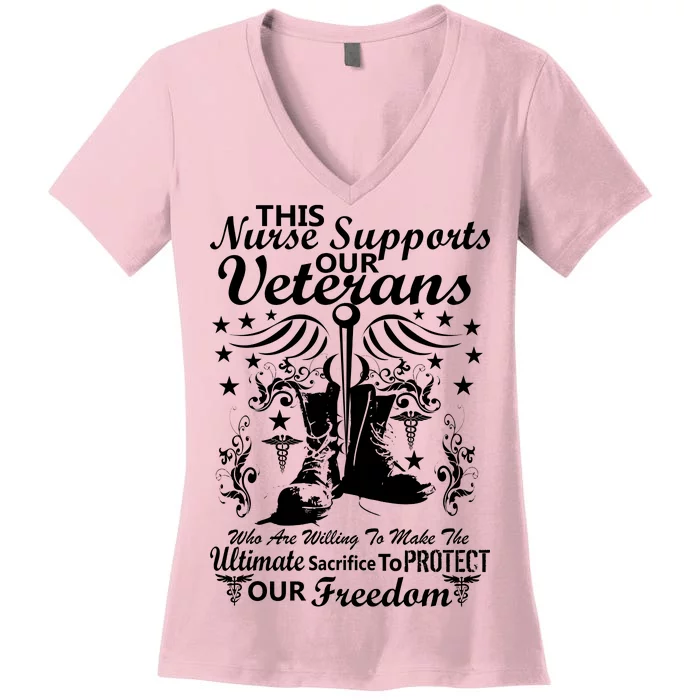 Nurse Supports Our Veterans Women's V-Neck T-Shirt