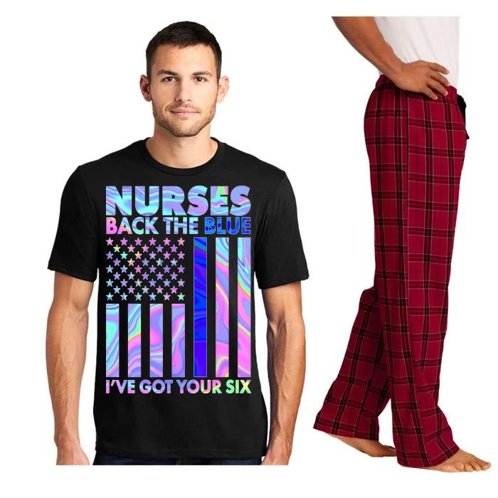 Nurses Back the Blue I've Got Your Six US Flag Pajama Set