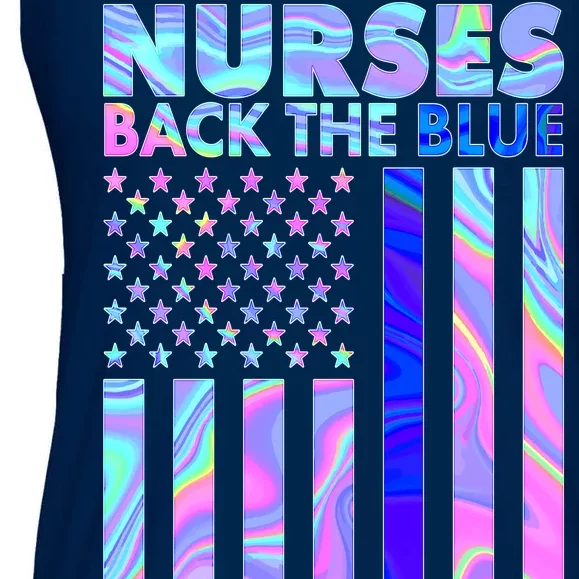 Nurses Back the Blue I've Got Your Six US Flag Ladies Essential Flowy Tank