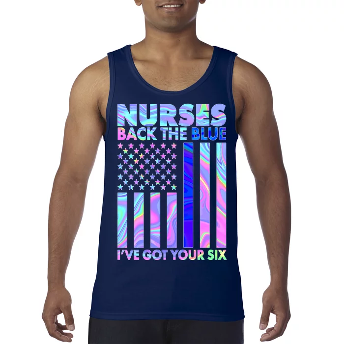 Nurses Back the Blue I've Got Your Six US Flag Tank Top