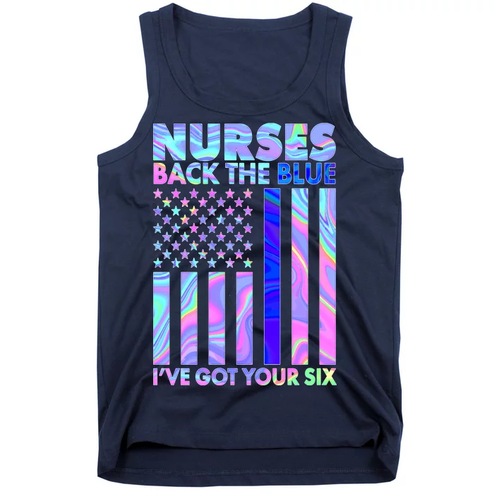 Nurses Back the Blue I've Got Your Six US Flag Tank Top