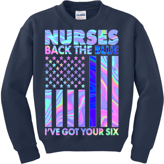 Nurses Back the Blue I've Got Your Six US Flag Kids Sweatshirt