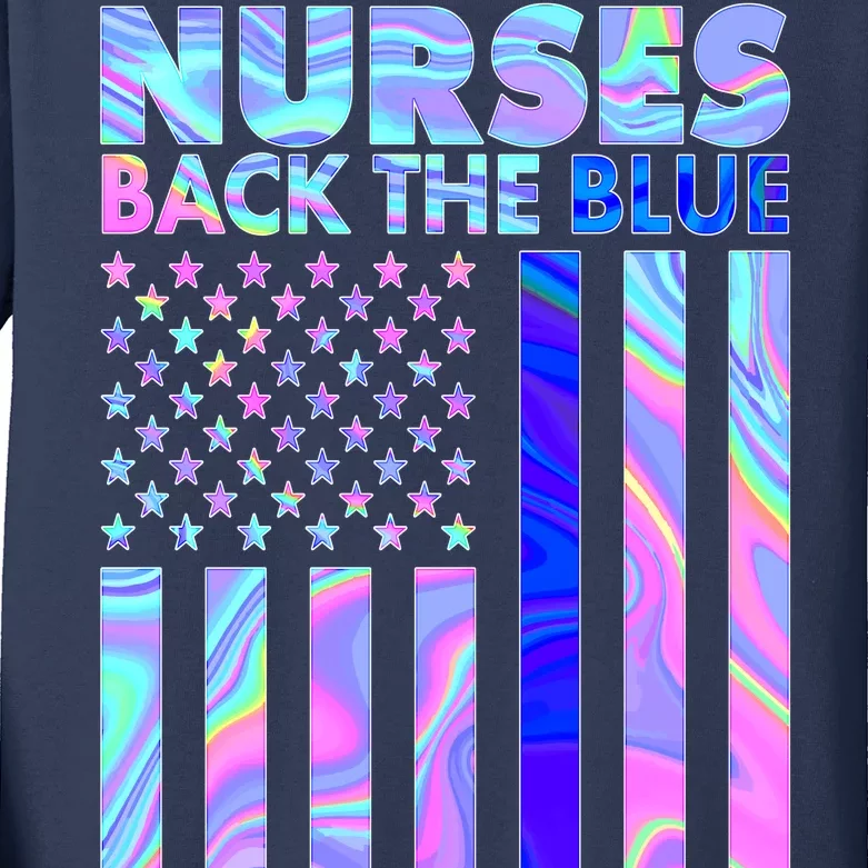 Nurses Back the Blue I've Got Your Six US Flag Kids Long Sleeve Shirt