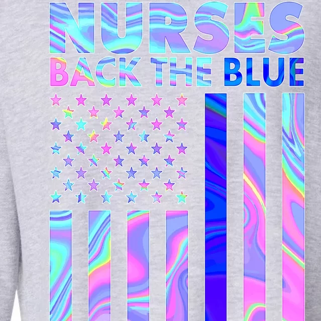 Nurses Back the Blue I've Got Your Six US Flag Cropped Pullover Crew