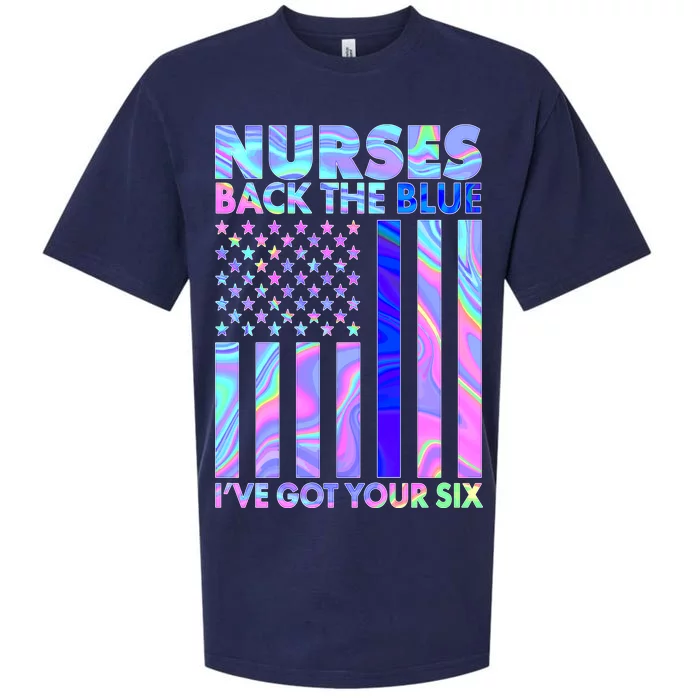 Nurses Back the Blue I've Got Your Six US Flag Sueded Cloud Jersey T-Shirt