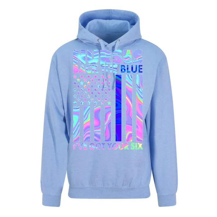 Nurses Back the Blue I've Got Your Six US Flag Unisex Surf Hoodie