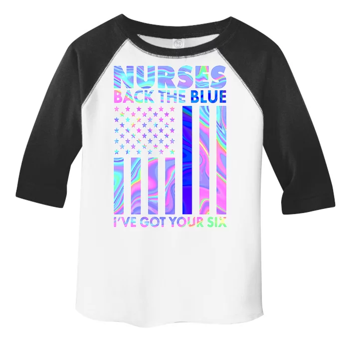 Nurses Back the Blue I've Got Your Six US Flag Toddler Fine Jersey T-Shirt