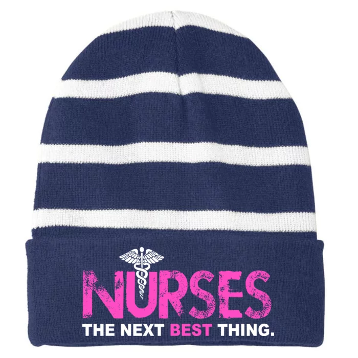 Nurses The Next Best Thing Striped Beanie with Solid Band