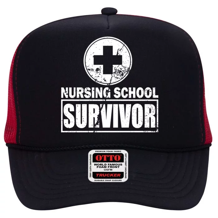 Nursing School Survivor High Crown Mesh Trucker Hat