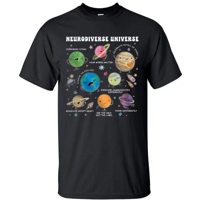 Neurodiverse Universe Space Planet Special Education Teacher Tall T-Shirt