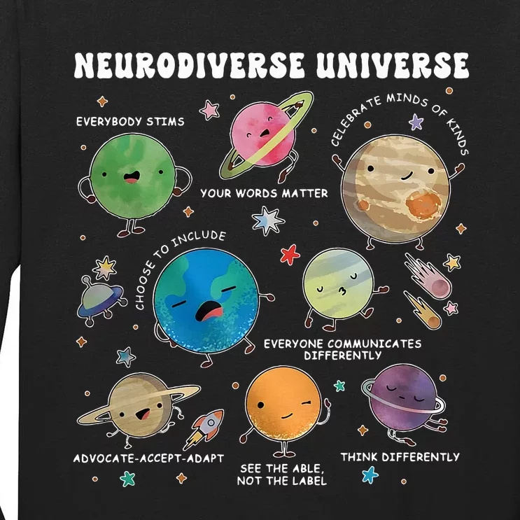 Neurodiverse Universe Space Planet Special Education Teacher Tall Long Sleeve T-Shirt