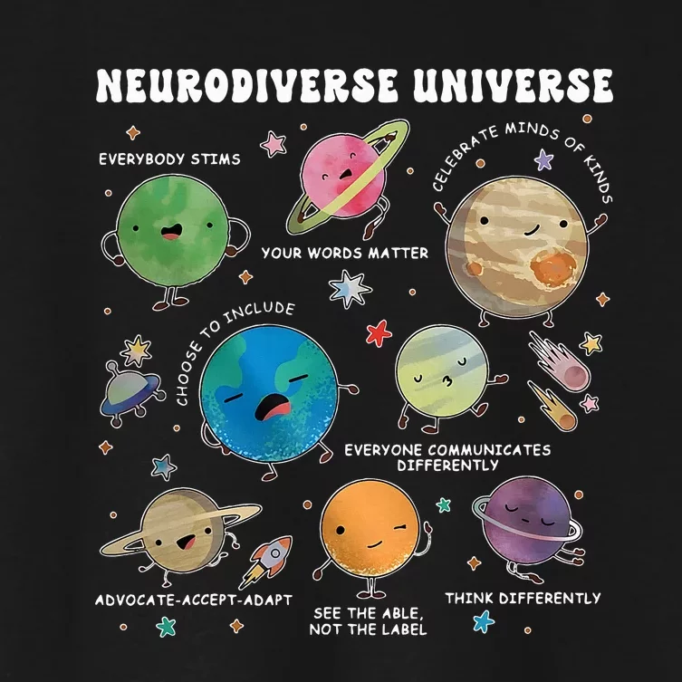 Neurodiverse Universe Space Planet Special Education Teacher Women's Crop Top Tee