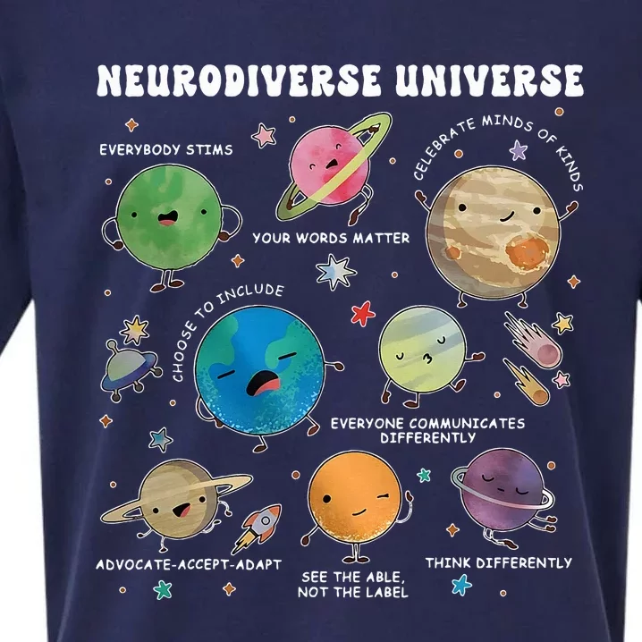 Neurodiverse Universe Space Planet Special Education Teacher Sueded Cloud Jersey T-Shirt