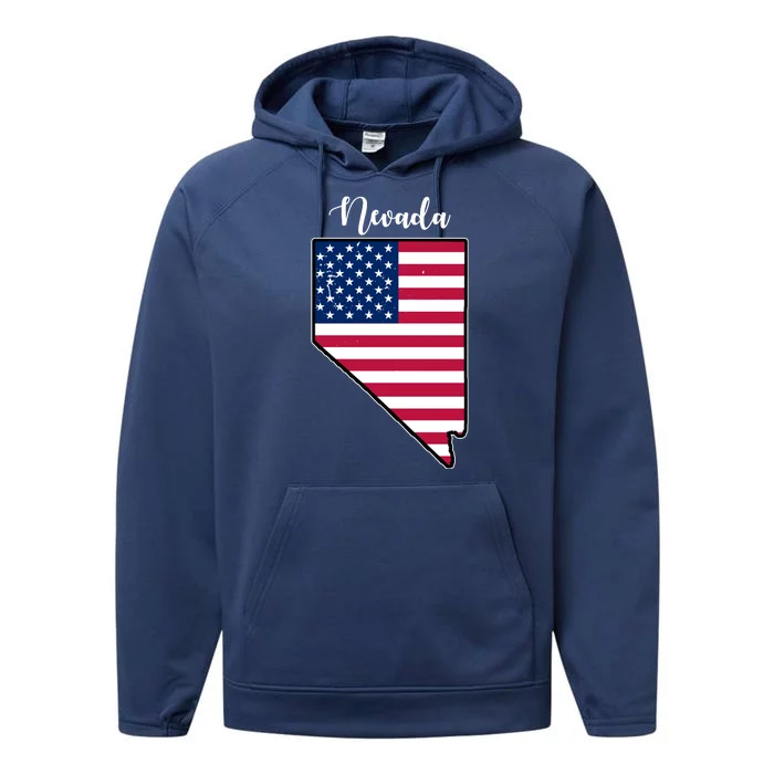 Nevada United States Map Performance Fleece Hoodie