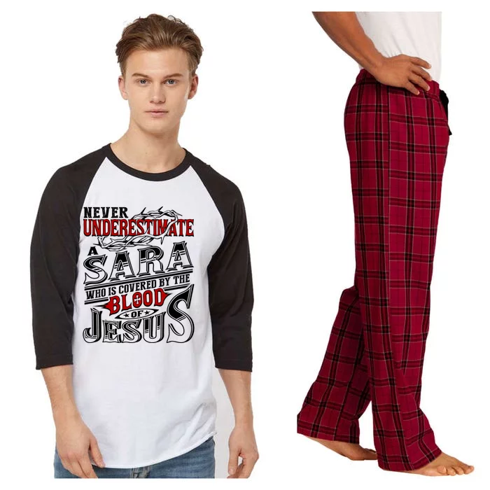 Never Underestimate Sara Family Name Funny Gift Raglan Sleeve Pajama Set