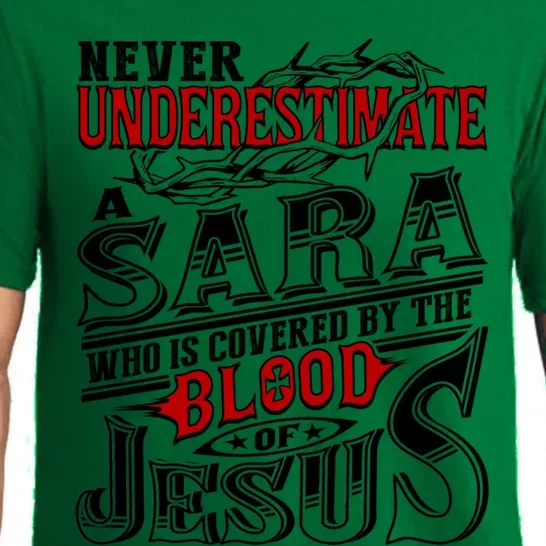 Never Underestimate Sara Family Name Funny Gift Pajama Set