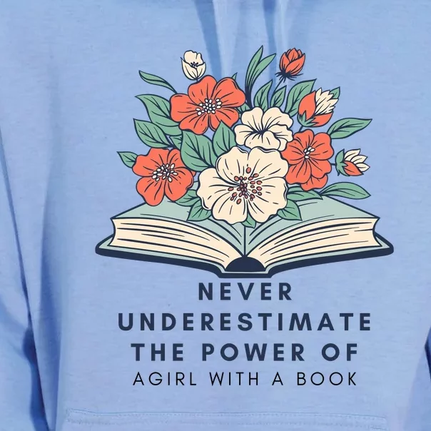 Never Underestimate The Power Of A Girl With A Book Unisex Surf Hoodie